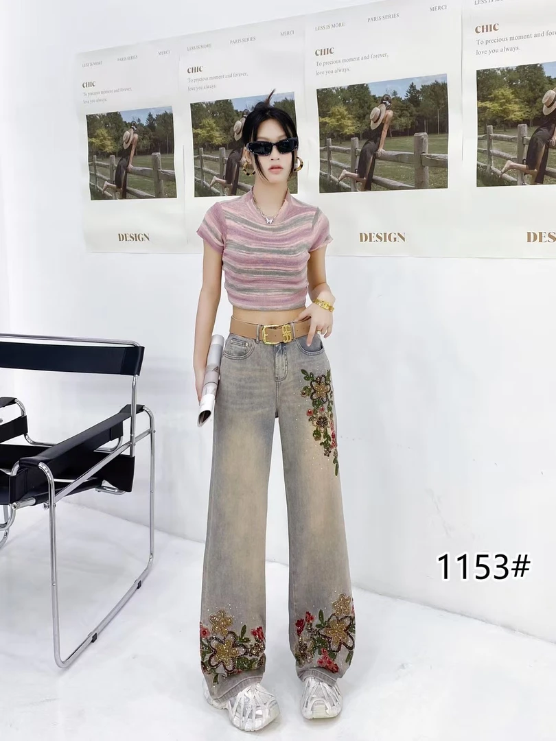 2025春夏季新款时尚重工休闲牛仔裤