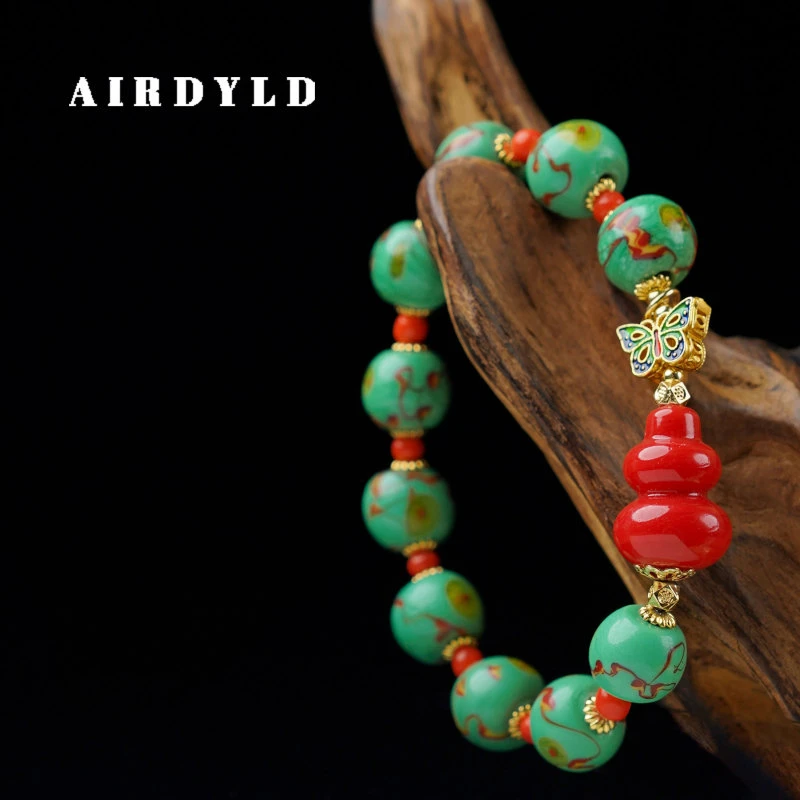 黄铜琉璃手链 【延禧】淄博凤眼琉璃红绿搭配国风手串