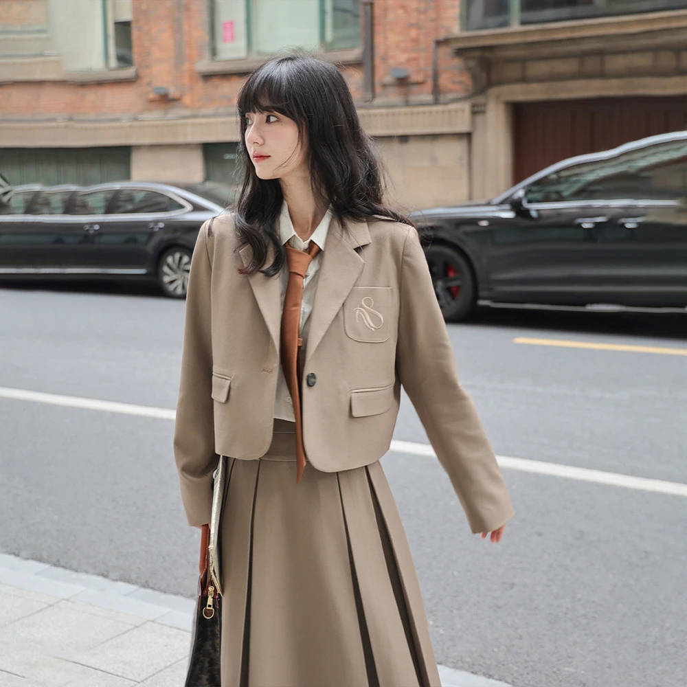 小镇姗姗 高街学姐2.0~韩系学院风西装套装JK西服外套半身裙春秋