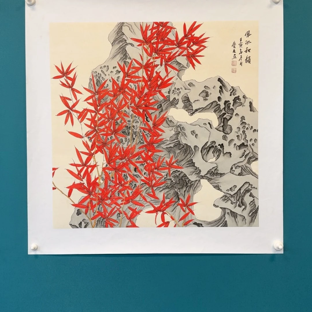 国画李庆友四尺斗方花鸟