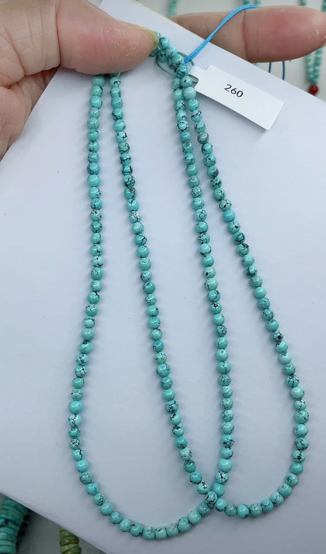天然原矿绿松石米珠链