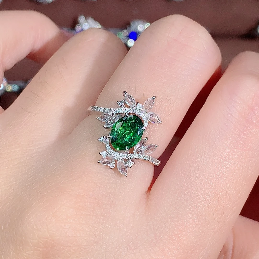 18K金镶嵌石榴石（沙弗莱）戒指1.05ct/天然宝石/七天无理由