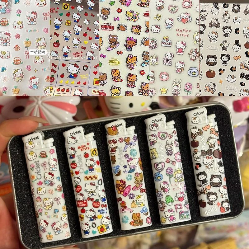 美甲饰品草蜢打火机贴纸diy三丽鸥Hello Kitty凯蒂KT猫定制水杯贴