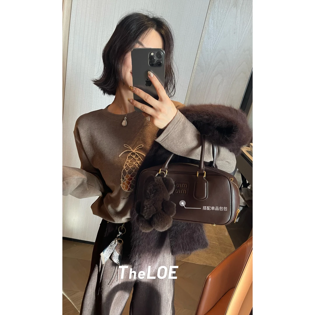 TheLOE/棉质【钱袋子加厚T恤】绣花长袖保暖百搭T恤#12.16T-G6770