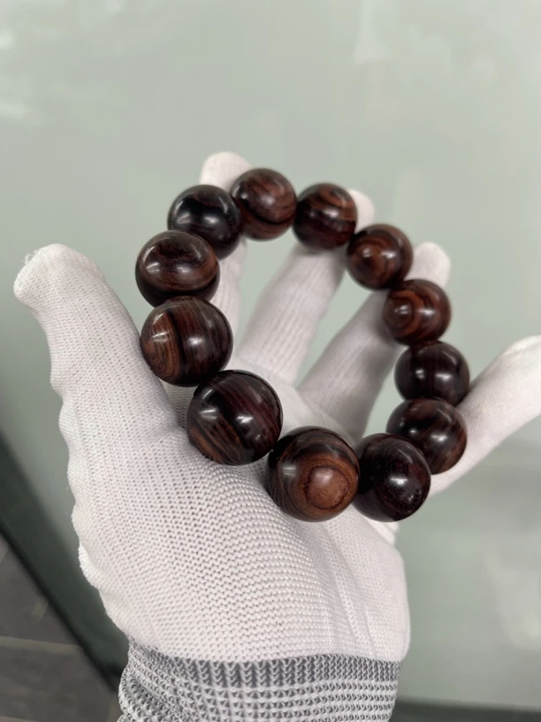 三周年店庆新品 20mm/12颗 海南黄花梨紫油梨老料 满纹大黑线