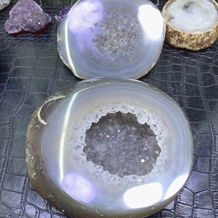 未镶嵌珠宝半成品紫晶白晶盆