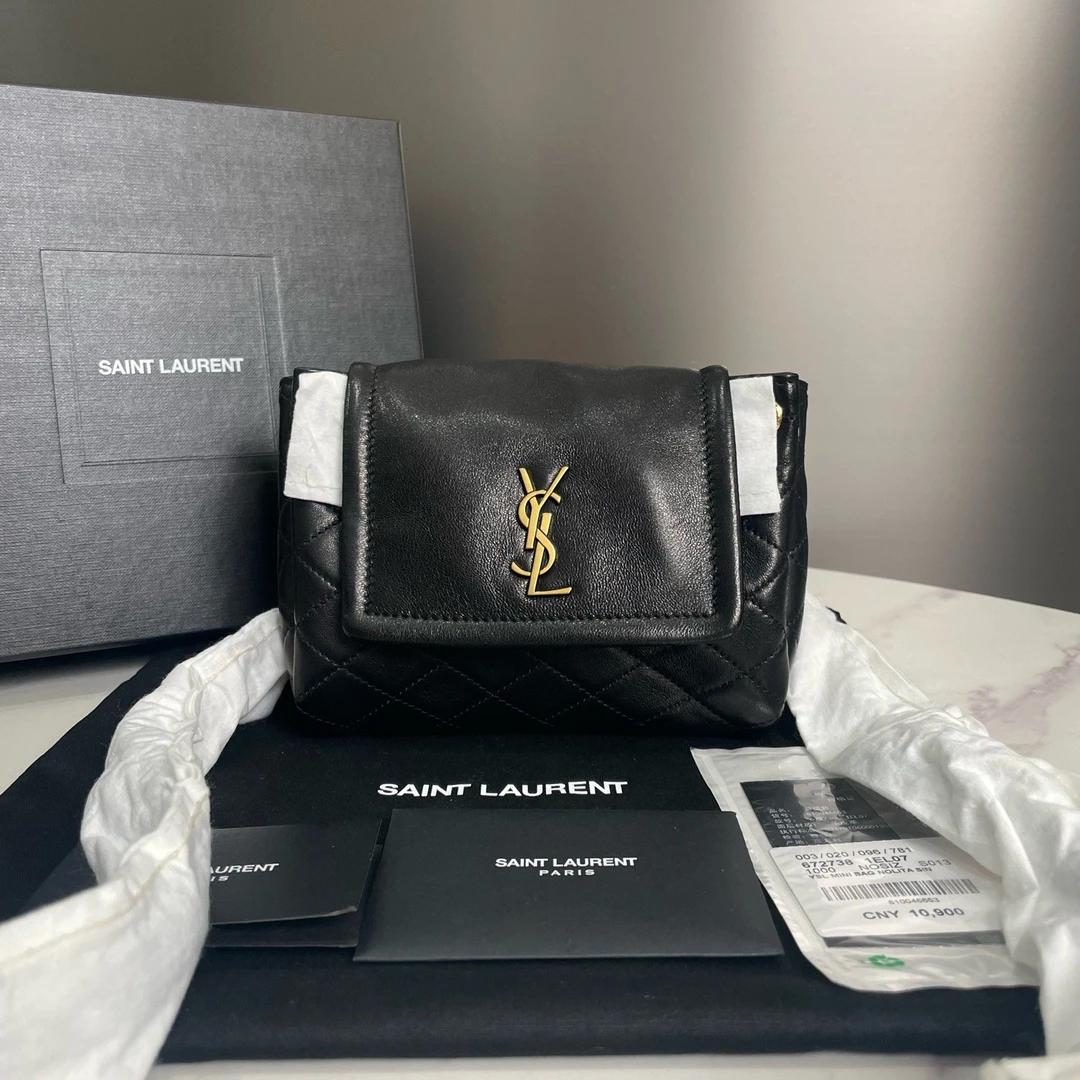 未使用 YSL/圣罗兰  YSL迷你 nolita金标菱格纹链条包16060193