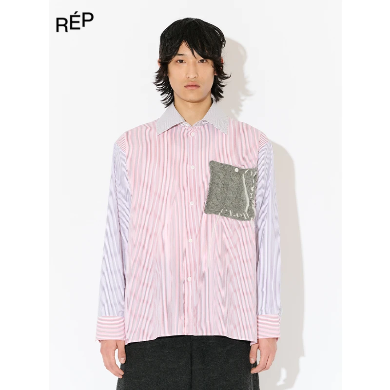REP-LOVERBOY设计师品牌粉色拼接宽松长袖衬衫 25FW女装秋冬新品