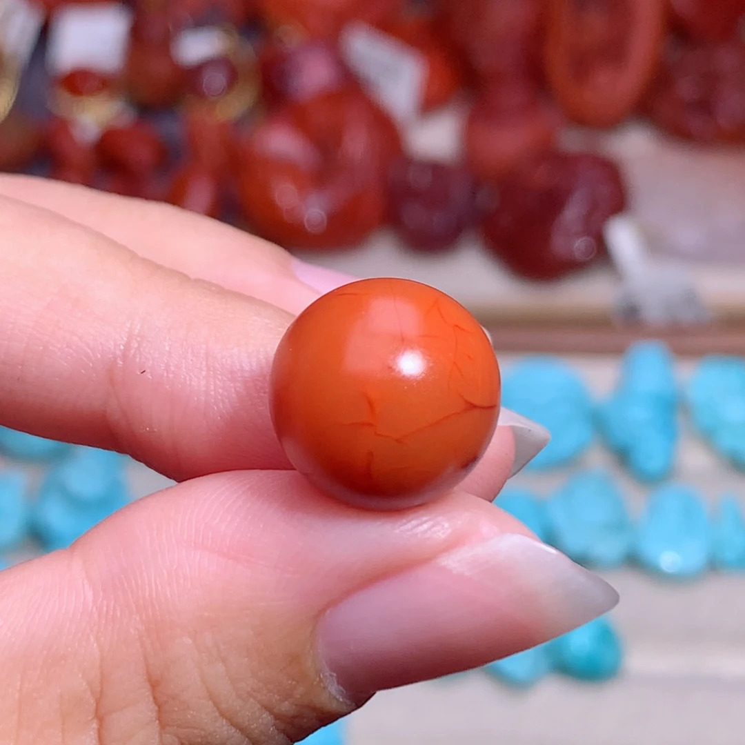 绿松石未镶嵌珠宝半成品柿子红13（默认微瑕）