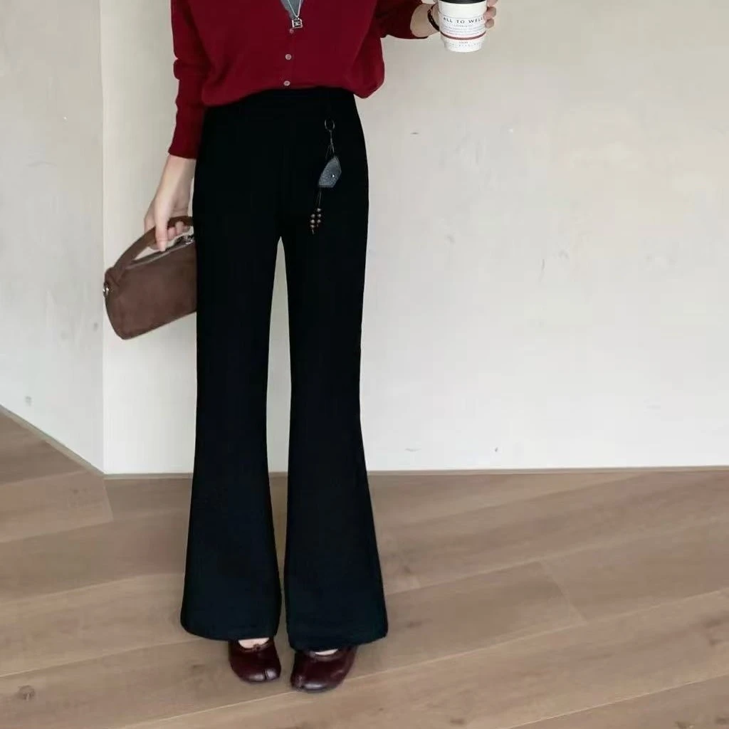 9-963松紧腰韩版喇叭裤100长