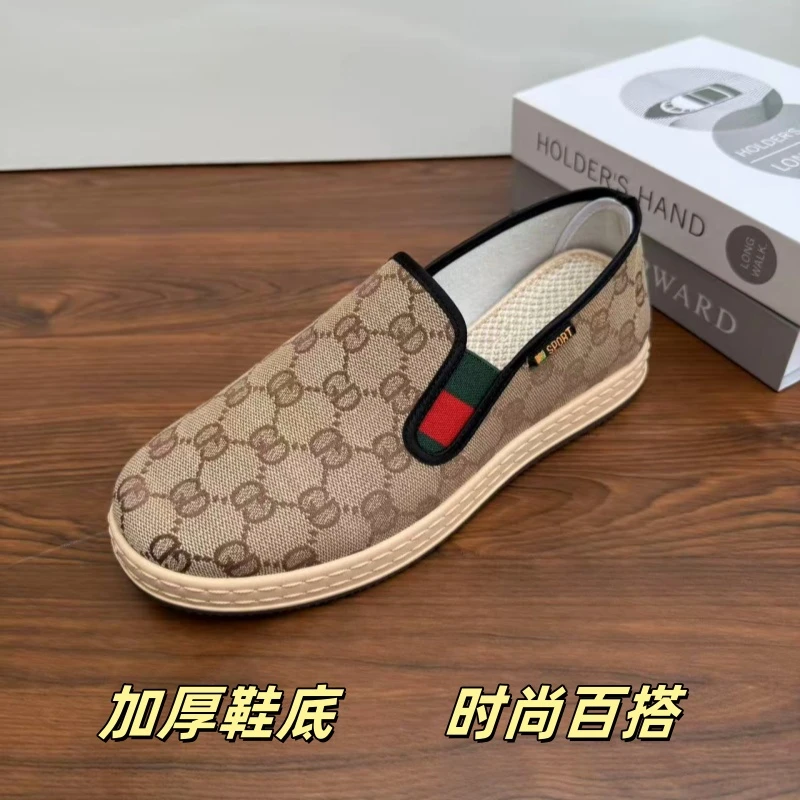2025新款潮鞋老北京布鞋男款一脚蹬休闲风舒适透气百搭夏季懒人鞋