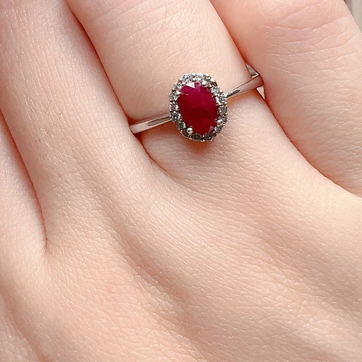 红宝石戒指银S925镶嵌