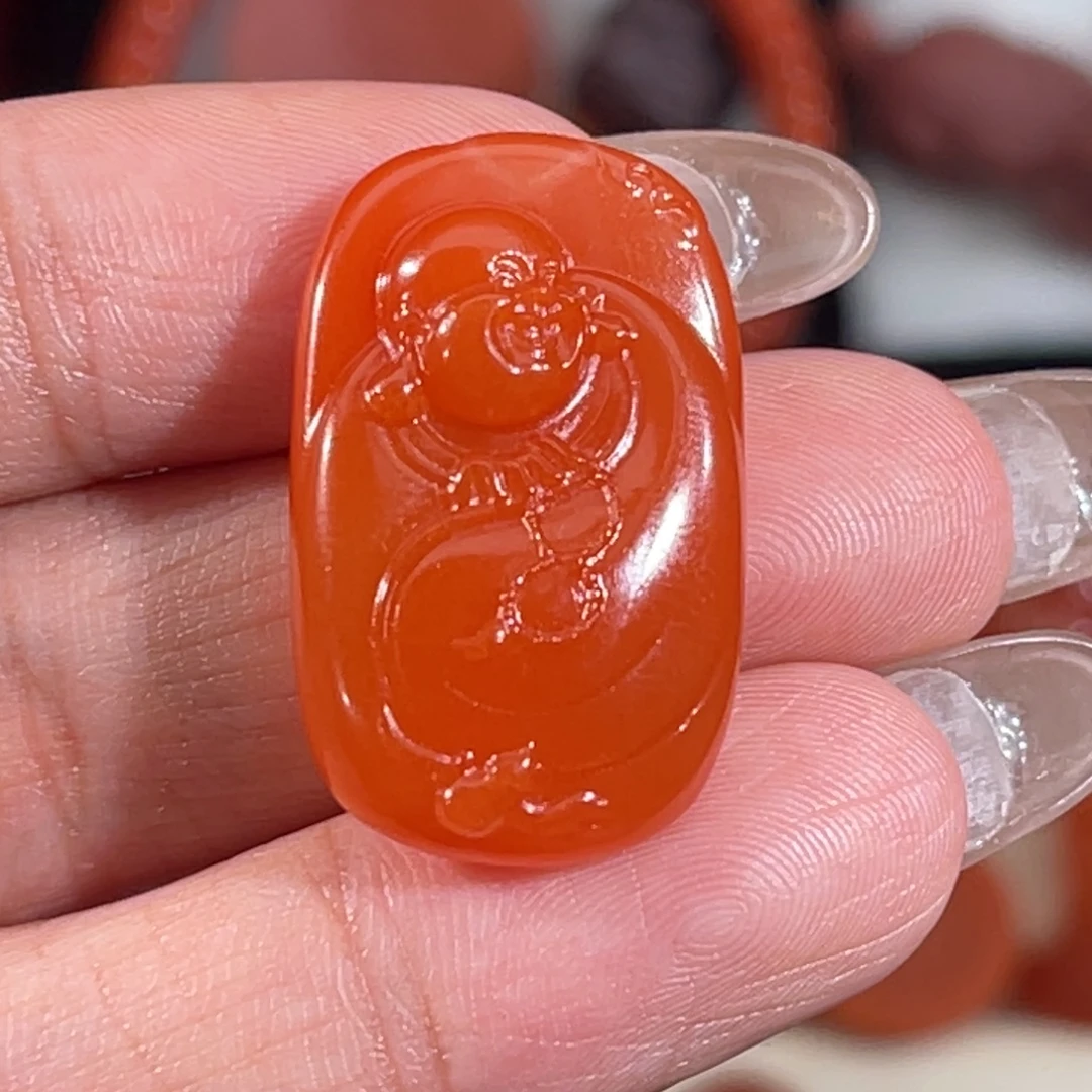 南红玛瑙未镶嵌大黑洞佛公牌26.7*16.6*7.5