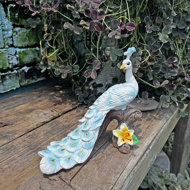 孔雀树脂摆件庭院阳台布置造景点缀装饰家居书桌办公桌摆放工艺品