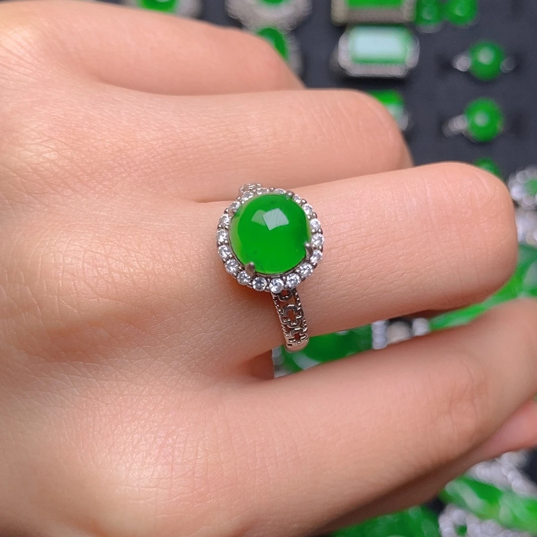 翡翠银S925镶嵌戒指