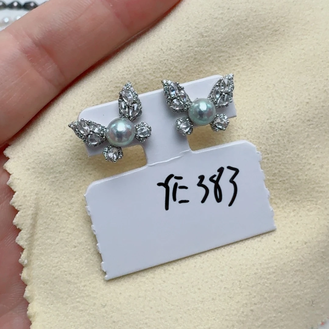 银S925镶嵌耳饰海水珍珠@@ye383