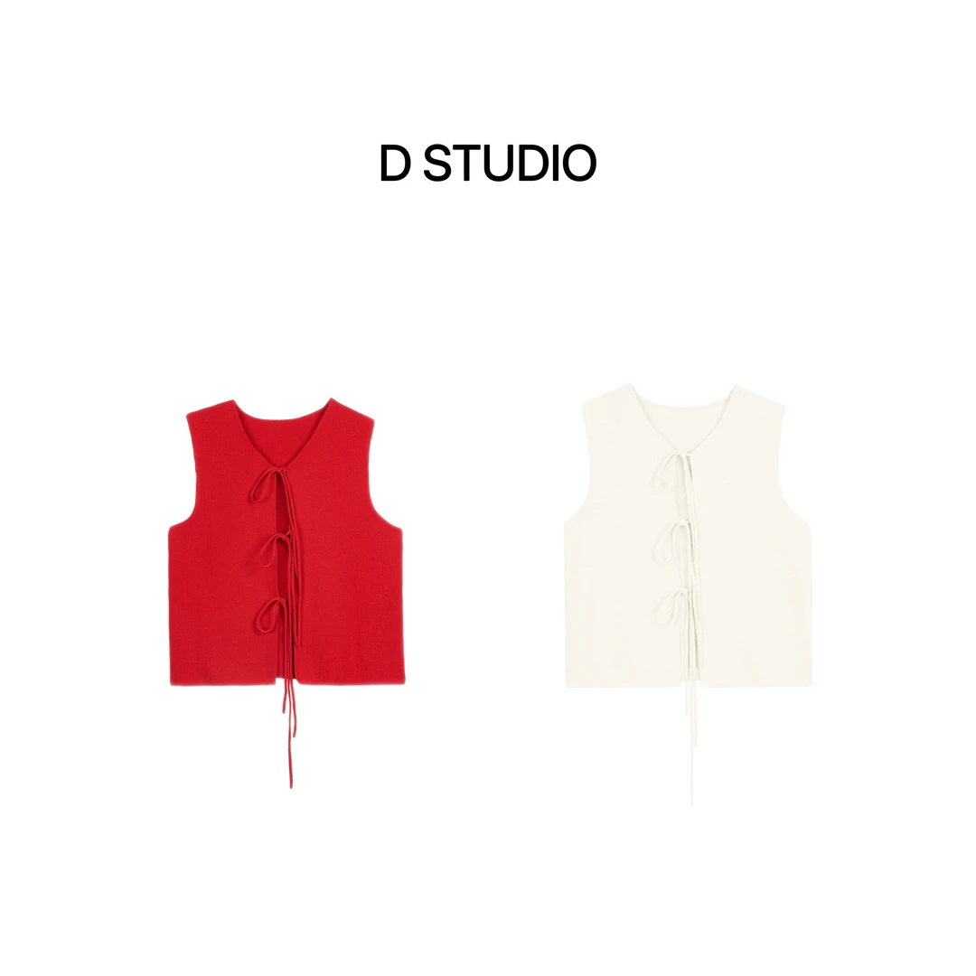 D STUDIO 两色复古针织马甲 D2868