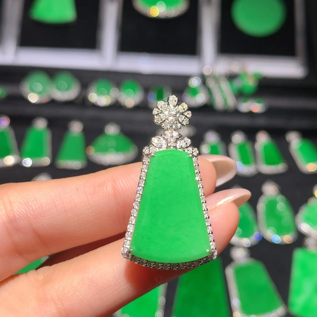 翡翠18K金镶嵌吊坠(不含链)翡翠