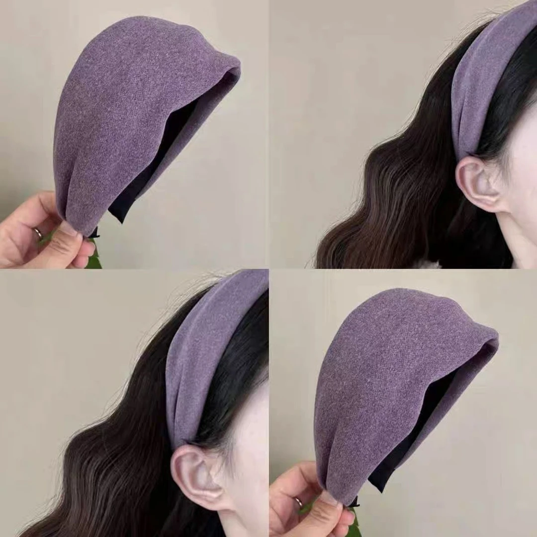 雾霾紫布艺发箍秋冬显白韩系复古显白发饰超宽发带2025新款发卡