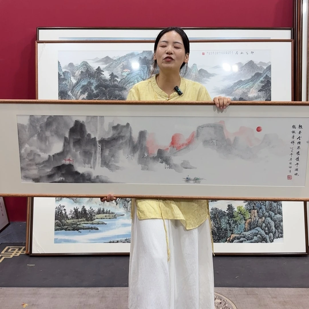国画带框绘画160/45尺寸