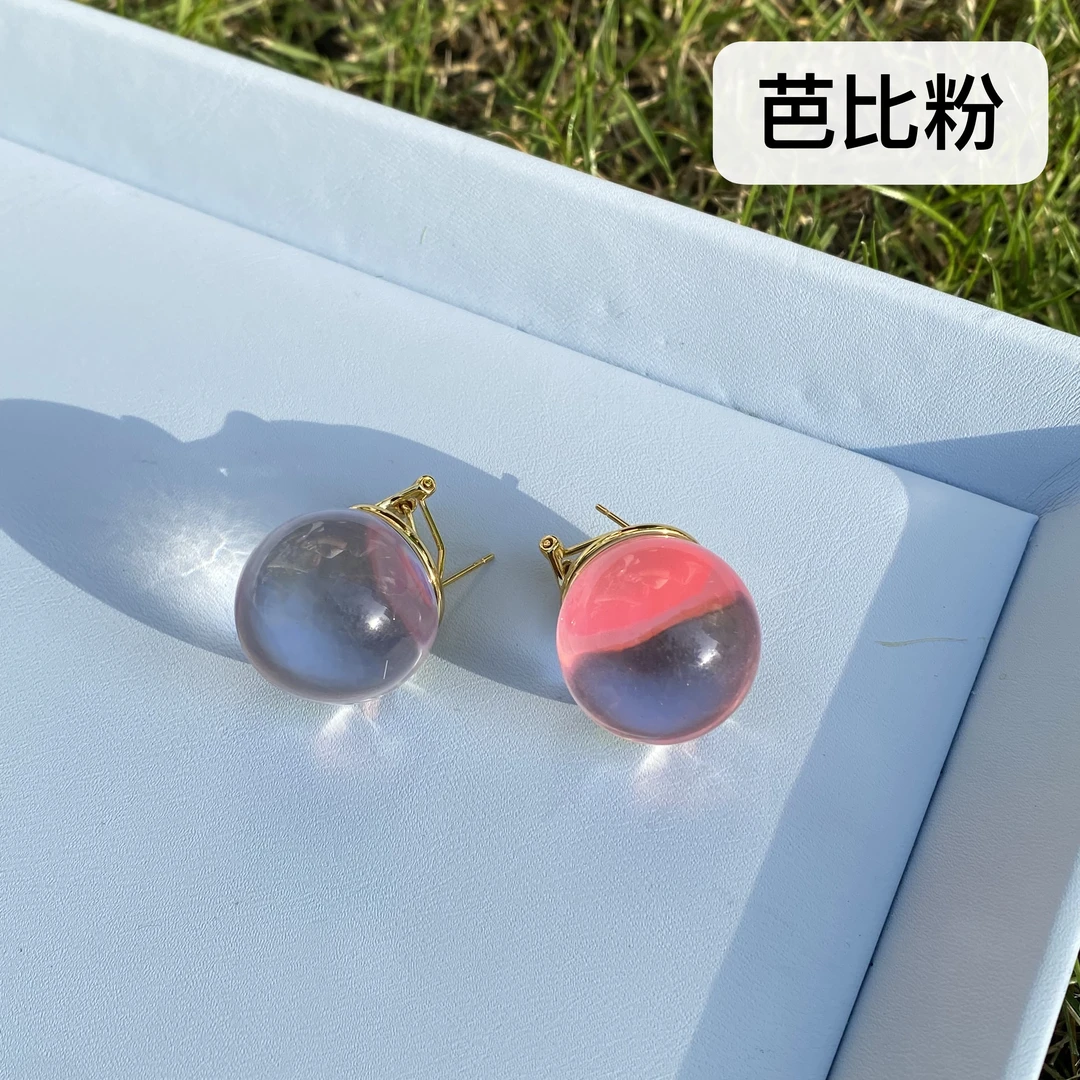 铜合金耳饰 时尚百搭粉龙珠耳钉8992