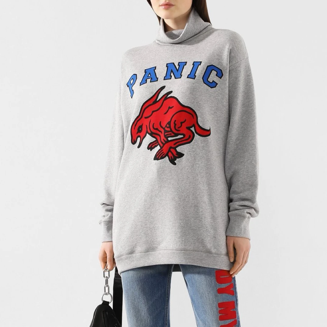 未使用 GUCCI/古驰 女士灰色高领panic 卫衣