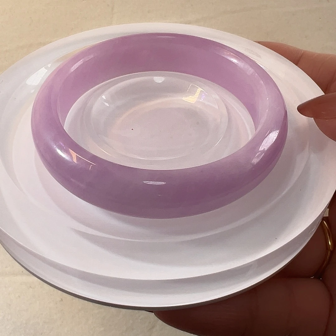 手镯未镶嵌锂辉石粉紫猫眼紫锂辉手镯53圈口