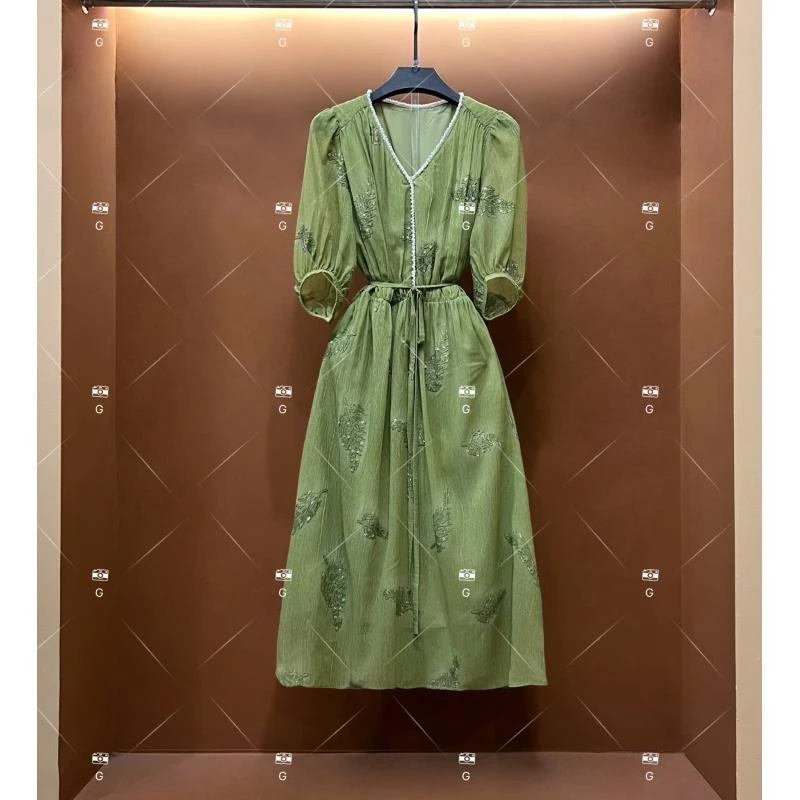 春夏丨设计师轻奢法式印花女士连衣裙 GS-55165