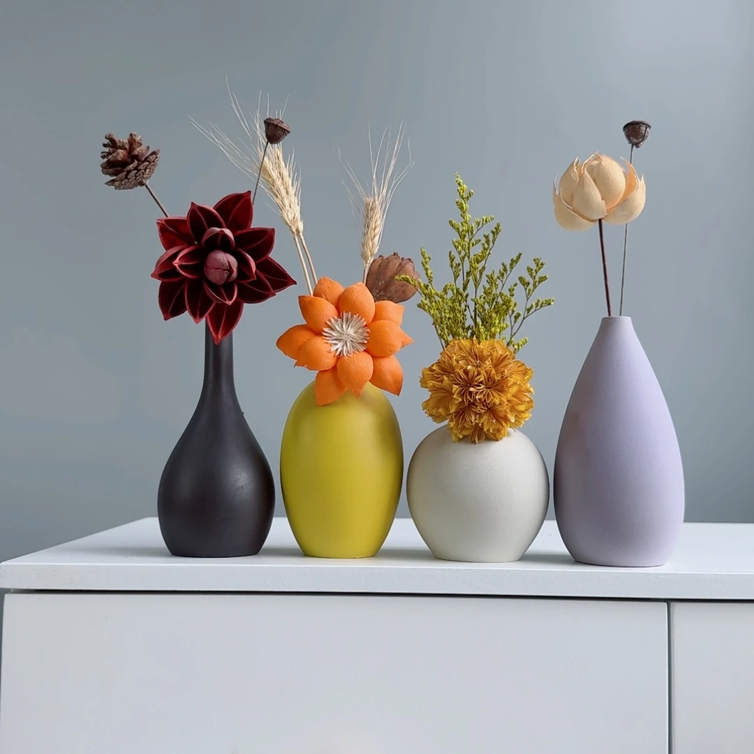 摆件陶瓷小花瓶摆件含花总高约20-30cm