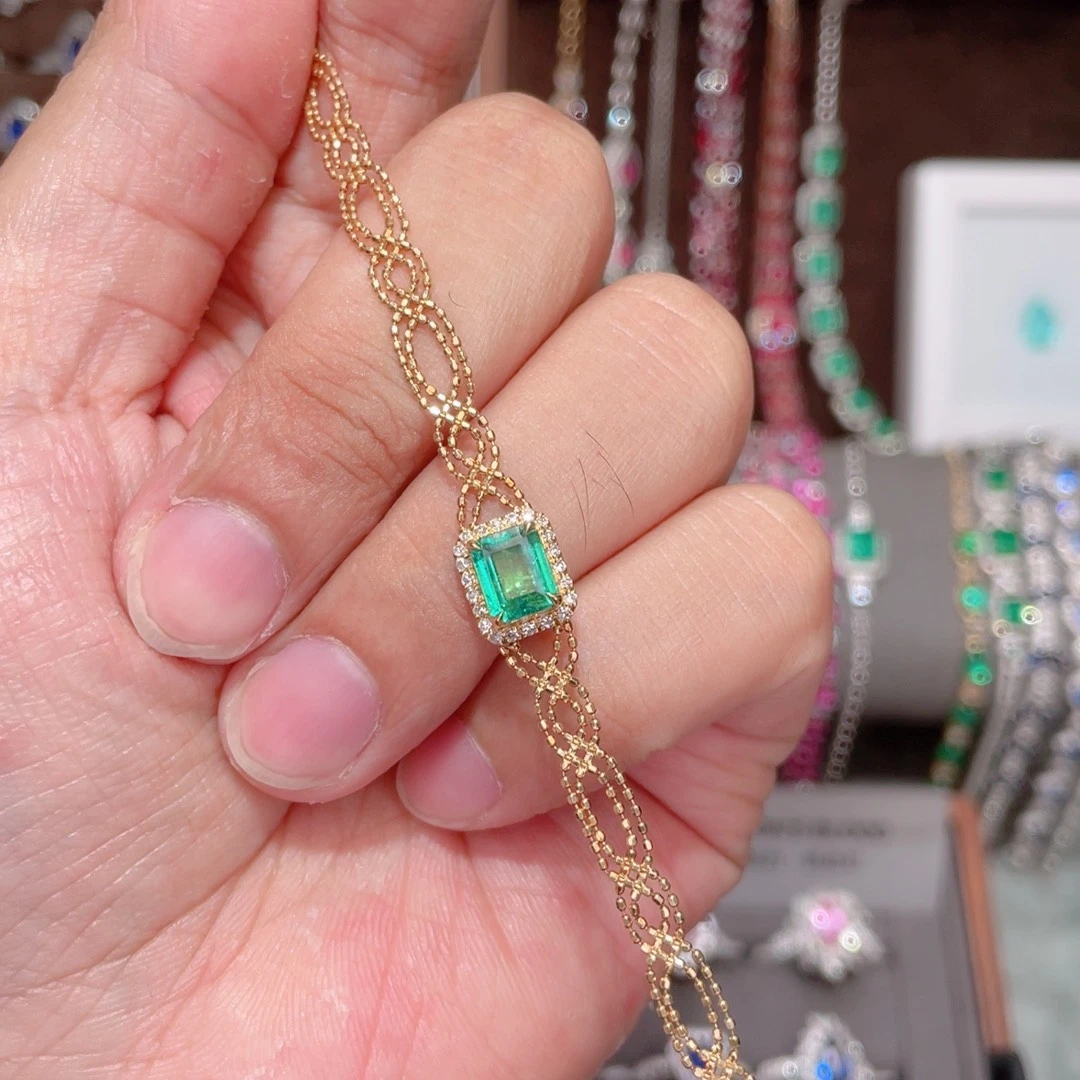 祖母绿手链18K金镶嵌1ct