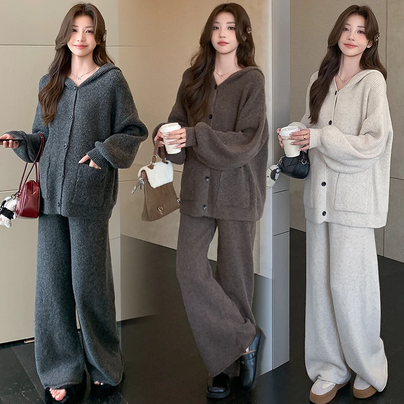 孕妇装2025秋冬新款韩版时尚慵懒风气质宽松连帽简约小香风两件套