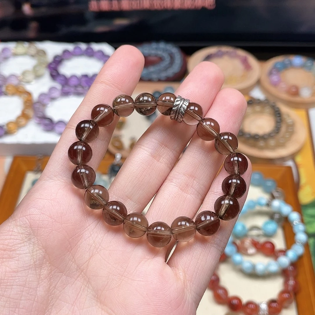 银S925镶嵌烟晶手链茶晶