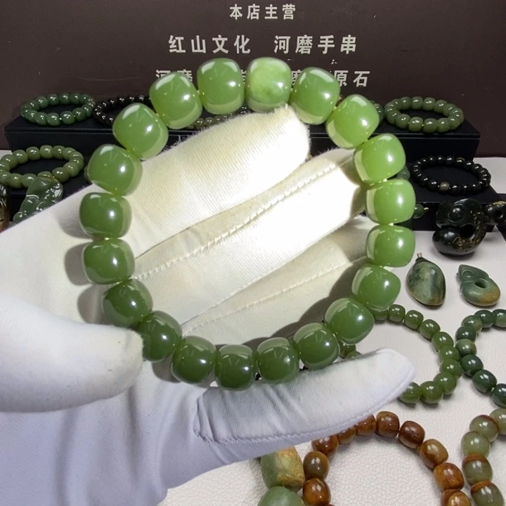 手链未镶嵌岫岩河磨玉（透闪石质玉）