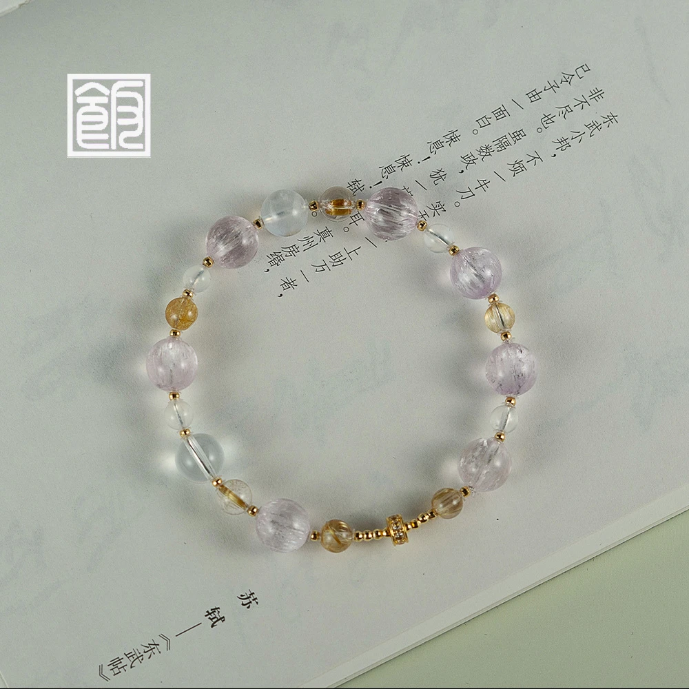 【枕月】饭饭珠宝  18k金天然水晶手串 （天然珠宝多样性）