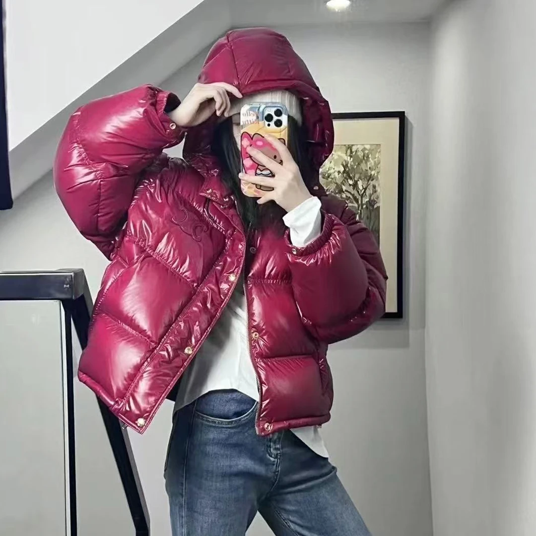 未使用 Celine/思琳 纯色轻质短款连帽可拆卸羽绒服