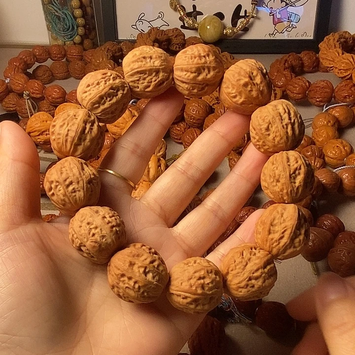 魏***麻手串文玩核桃粗筋白茬