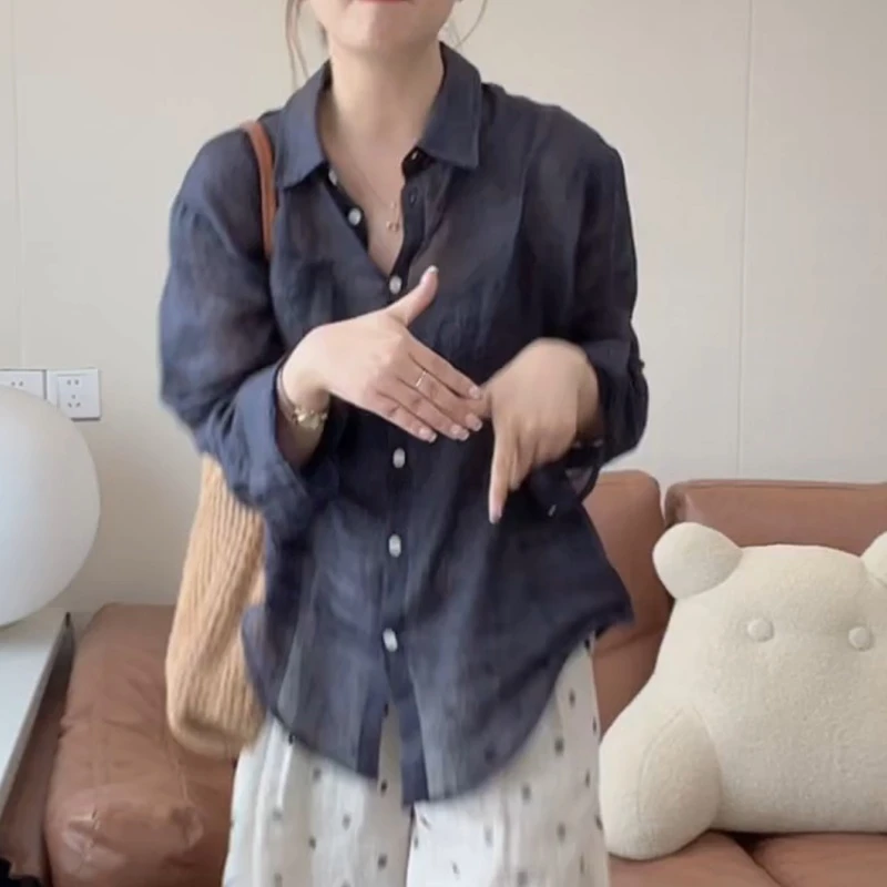 时尚洋气韩版百搭简约夏季长袖宽松春游穿搭衬衫LK2502991