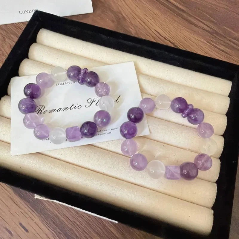 X2514紫水晶方糖奶白晶手链高端轻奢手串多样性发一