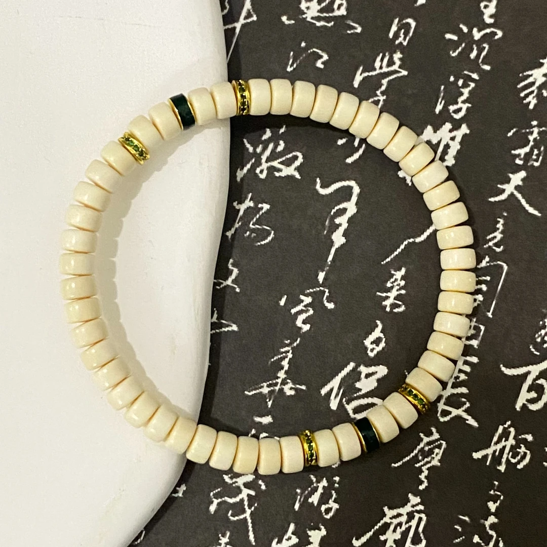 【OW】猛犸象牙冰料原生态药片手串6*3DIY搭配镶嵌