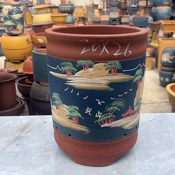 紫砂紫砂花盆和小