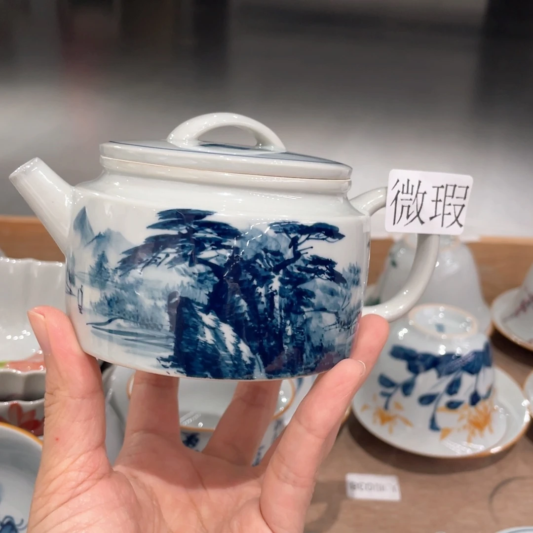 釉下手绘茶具微瑕