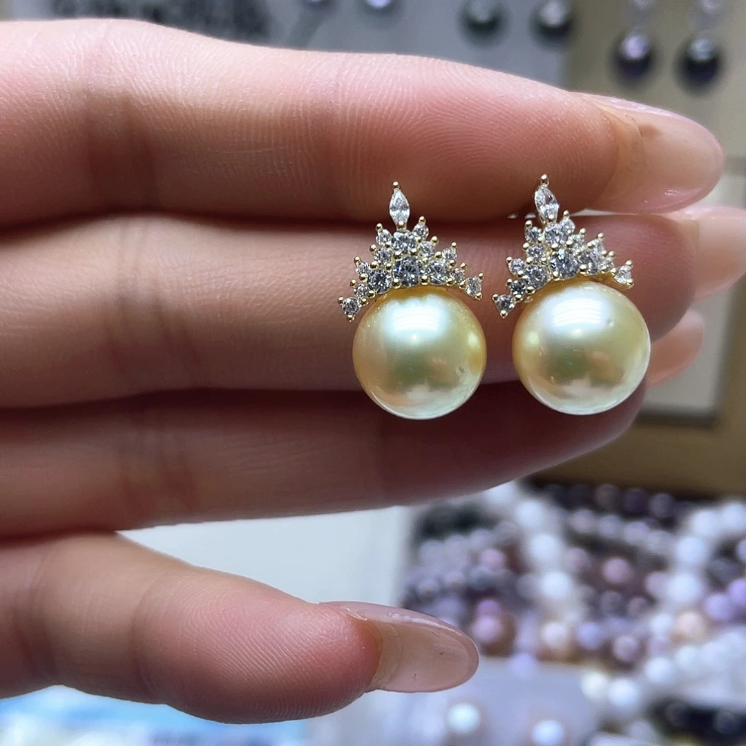 海水珍珠耳饰银S925镶嵌