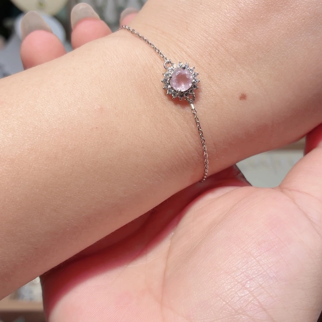 芙蓉石手链银S925镶嵌支持复检