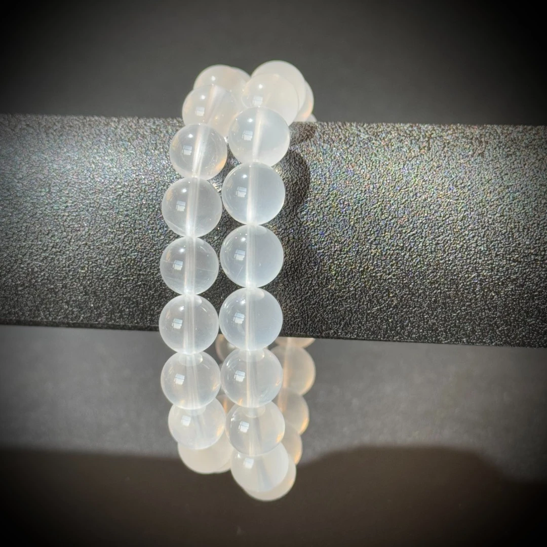 S1154【貝勒爺】臻享水晶奶白晶素圈手串（多样性发其一）