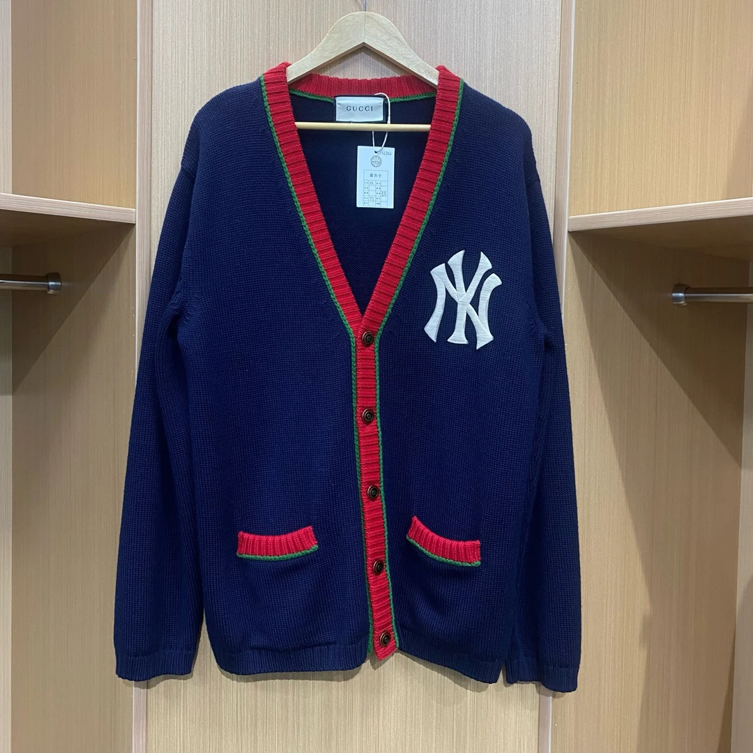 99新 GUCCI/古驰 撞色刺绣开衫I2352 尺码：xl 胸围55 衣长77