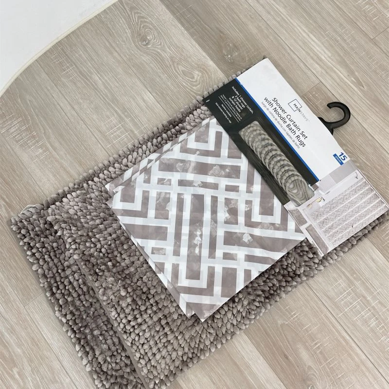 干湿分离 卫生间防滑地垫浴帘三件套