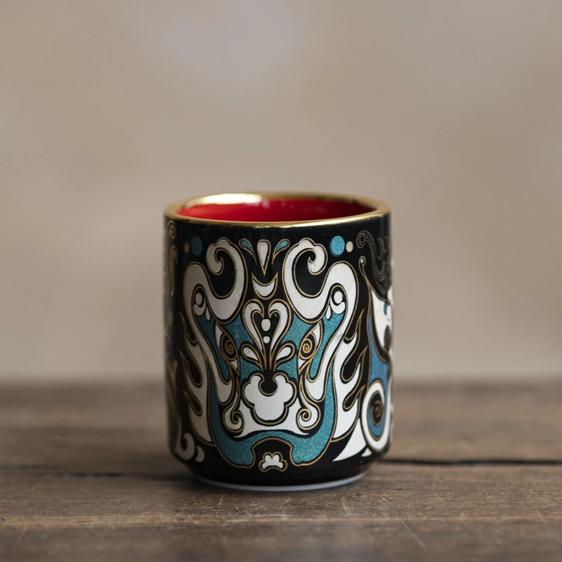 【小田甄陶】金银错脸谱主人杯（Q1890）