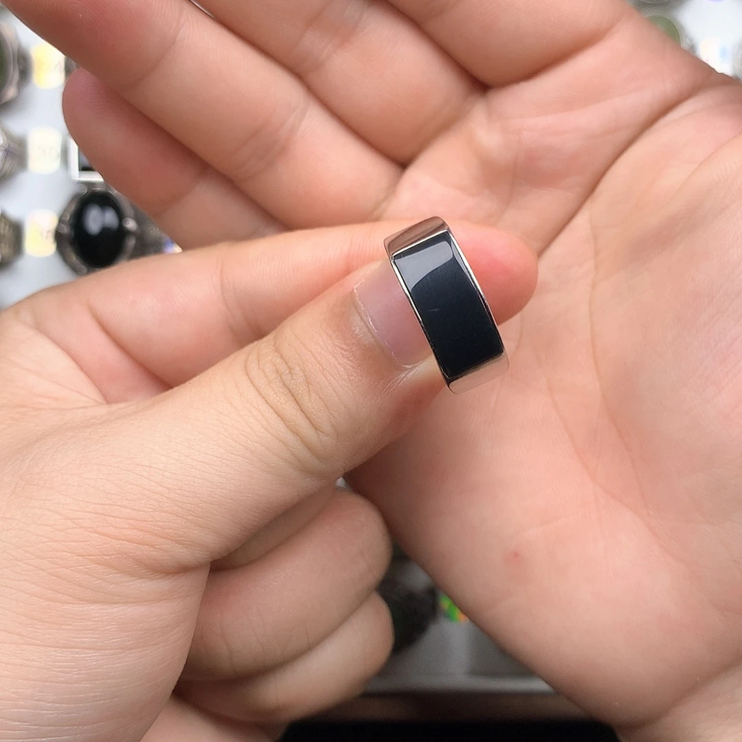 D***G银S925镶嵌戒指和田玉