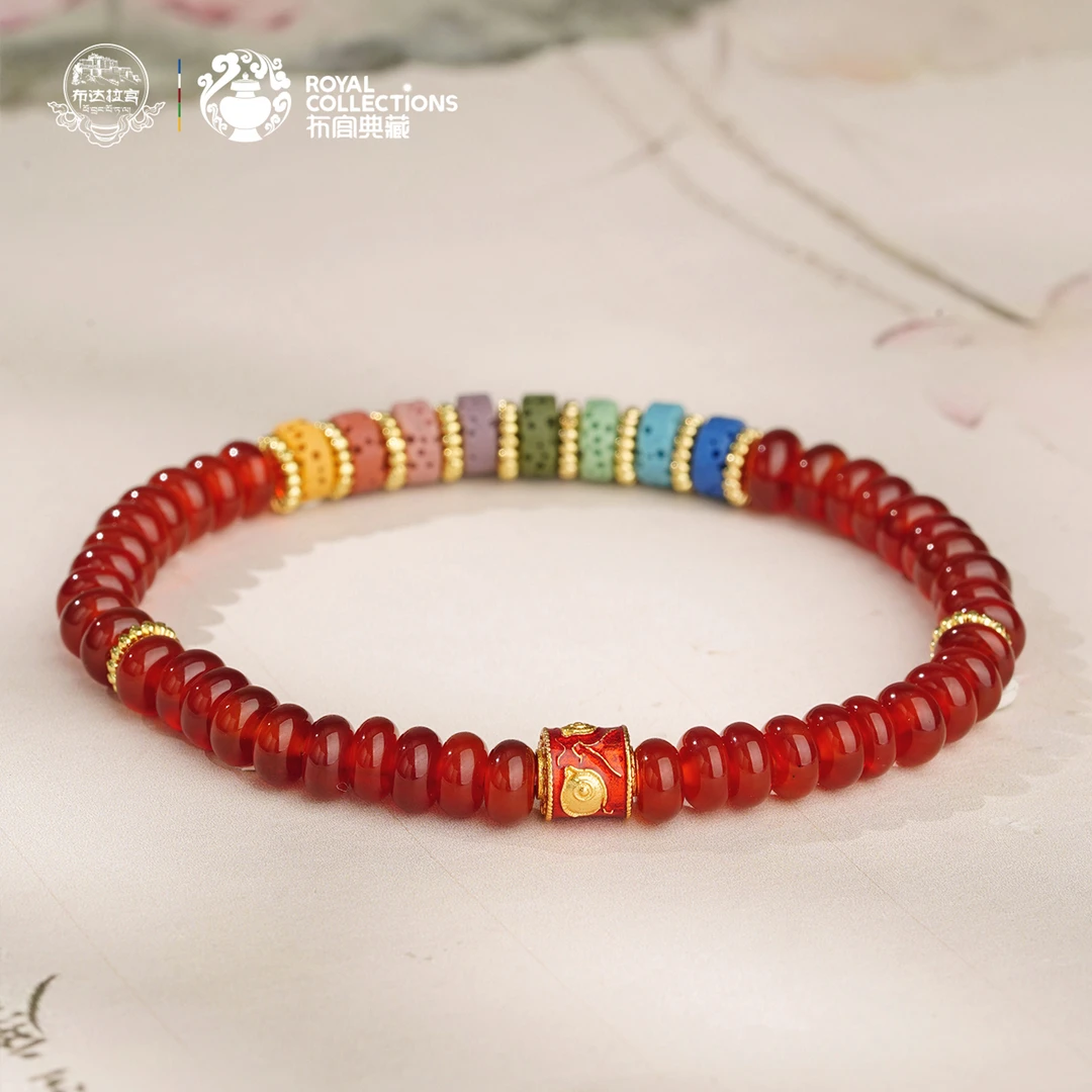 布达拉宫官方红玛瑙隔片手串时尚百搭设计款送礼物属马本命年手链
