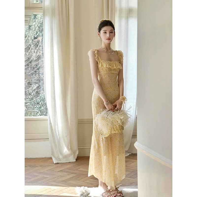 且可ChillCozy 仲夏 油画系列&高定斜裁法式印花吊带裙